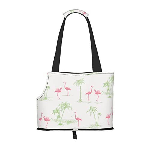 Pink Flamingos Haustier-Schultertasche, tragbar, faltbar, Handtasche für kleine Haustiere, Outdoor, Einkaufen, Reisen von ASEELO