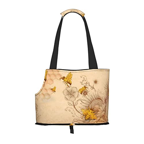 Reise-Handtasche mit Honigbienenen-Blumen, für kleine Hunde, tragbar und sicher, bequem und schön. von ASEELO