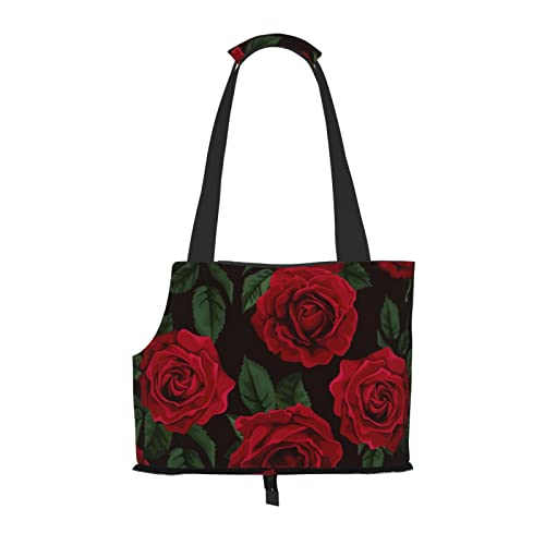 Rote Rose Haustier-Reisehandtasche, Hundebörse, Haustiertasche, kleine Hundebörse, tragbar und sicher, bequem und schön. von ASEELO