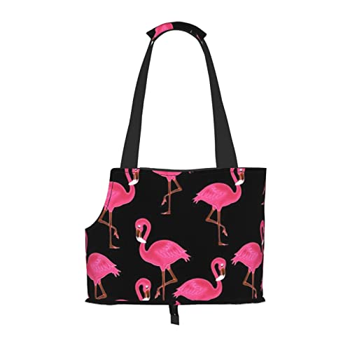 Schöne rosa Flamingos Haustier-Reise-Handtasche, Hunde-Geldbörse, Haustier-Geldbörse, tragbar und sicher, bequem und schön. von ASEELO