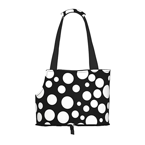 Schultertasche für Haustiere, tragbar, faltbar, für kleine Haustiere, Outdoor, Einkaufen, Reisen, Schwarz und Weiß gepunktet Schultertasche für Haustiere, tragbar, faltbar, für kleine Haustiere, Outdoor, Einkaufen, Reisen, Schwarz und Weiß gepunktet von ASEELO