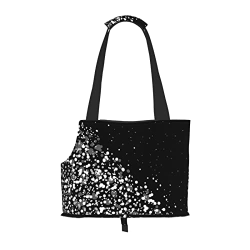 Schwarz / Weiß Glitzer Haustier Schultertasche Haustier Handtasche Tragbare Faltbare Haustier Sling Tragetasche Handtasche für kleine Haustiere Outdoor Einkaufen Reisen von ASEELO