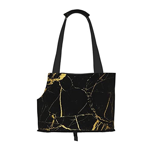 Schwarz Gold Marmor Haustier Reise Handtasche, Hundegeldbörse, Haustier Geldbörse, kleine Hunde Geldbörse, tragbar und sicher, bequem und schön. von ASEELO