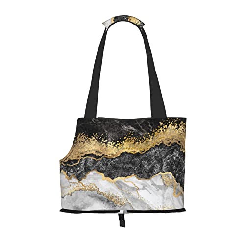 Schwarz-Weiß-Goldfolie Marmor Haustier Reise Handtasche, Hundegeldbörse, Haustier, kleine Hundegeldbörse, tragbar und sicher, bequem und schön. Schwarz-Weiß-Goldfolie Marmor Haustier Reise Handtasche, Hundegeldbörse, Haustier, kleine Hundegeldbörse, tragbar und sicher, bequem und schön. von ASEELO