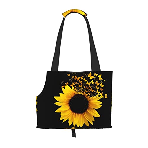 Sunflower Floral Butterflies Art Pet Tote Bag, Tragbare kleine Hunde/Katzen, weiche Seiten-Tragetasche mit verstellbarem Sicherheitsgurt, für U-Bahn/Einkaufen/Wandern/Reisen Sunflower Floral Butterflies Art Pet Tote Bag, Tragbare kleine Hunde/Katzen, weiche Seiten-Tragetasche mit verstellbarem Sicherheitsgurt, für U-Bahn/Einkaufen/Wandern/Reisen von ASEELO