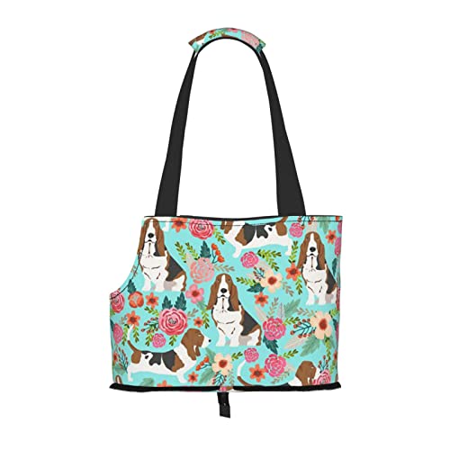 Sweet Basset Hound Florals Haustier Schultertasche Haustier Handtasche Tragbare Faltbare Haustier Sling Tragetasche Handtasche für kleine Haustiere Outdoor Shopping Reisen Sweet Basset Hound Florals Haustier Schultertasche Haustier Handtasche Tragbare Faltbare Haustier Sling Tragetasche Handtasche für kleine Haustiere Outdoor Shopping Reisen von ASEELO