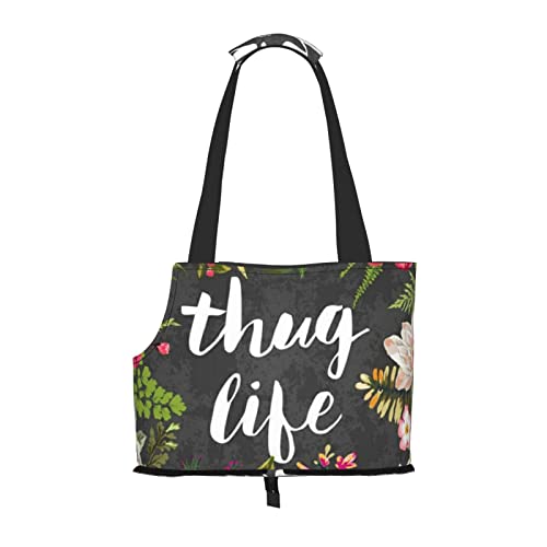 Thug Life Haustier-Schultertasche, tragbar, faltbar, für kleine Haustiere, Outdoor, Einkaufen, Reisen von ASEELO
