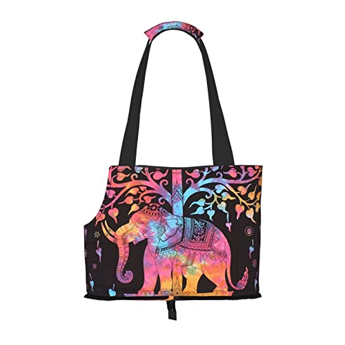 Tree of Life and Tie Dye Elefant Haustier Reise Handtasche, Hundegeldbörse, Haustier, kleine Hundegeldbörse, tragbar und sicher, bequem und schön. von ASEELO