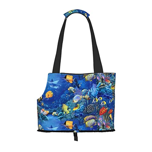 Tropical Fishes Haustier-Tragetasche, tragbar, für kleine Hunde/Katzen, weiche Seiten, mit verstellbarem Sicherheitsgurt, für U-Bahn/Einkaufen/Wandern/Reisen Tropical Fishes Haustier-Tragetasche, tragbar, für kleine Hunde/Katzen, weiche Seiten, mit verstellbarem Sicherheitsgurt, für U-Bahn/Einkaufen/Wandern/Reisen von ASEELO