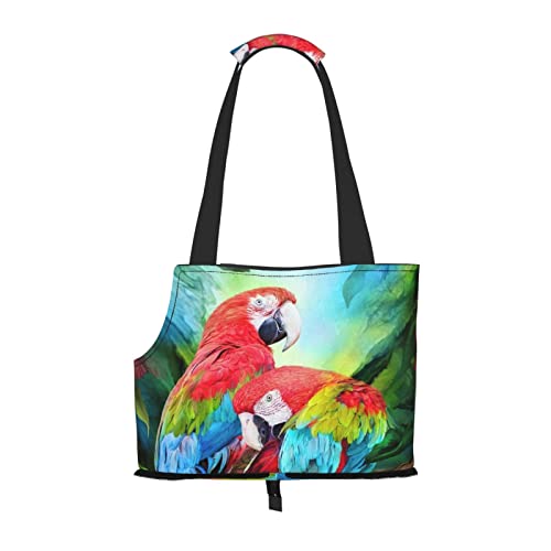Zweifarbige Papageien-Schultertasche für Haustiere, tragbar, faltbar, Handtasche für kleine Haustiere, Outdoor, Einkaufen, Reisen von ASEELO