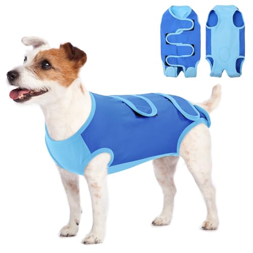 ASENKU Hundebody Nach Op, Hundebody Nach Kastration Hündin Rüde, Hundepyjama für Kleine, Mittlere und Große Hunde,Erholungsanzug nach Operation, Anti-Lecken, Wundschutz, Kegel-Alternative, Blau, S von ASENKU