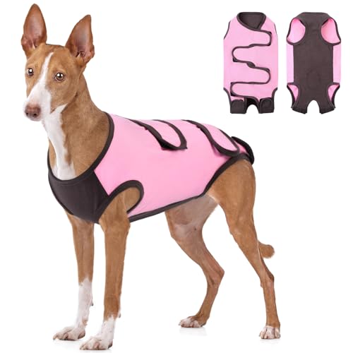 ASENKU Hundebody Nach Op, Hundebody Nach Kastration Hündin Rüde, Hundepyjama für Kleine, Mittlere und Große Hunde,Erholungsanzug nach Operation, Anti-Lecken, Wundschutz, Kegel-Alternative, Rosa, L von ASENKU