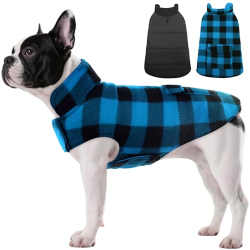 ASENKU Hundemantel für Kleine Hunde XS,Warme Hundemantel Winter, Fleece Hundejacke Reversible wasserdichte Winddichte Kalte Wetter Winterjacken & Wintermäntel mit Geschirr Loch von ASENKU
