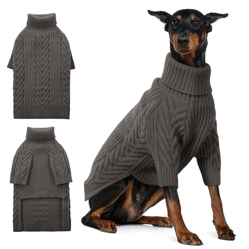 ASENKU Hundepullover, Hundepullover für extra große Hunde, Rollkragenpullover für den Winter, für Dobermann, Dogge (Dunkelgrau, Größe 4XL) von ASENKU