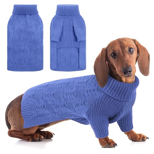 ASENKU Hundepullover für große Hunde, Rollkragenpullover für Hunde, Mädchen, Jungen, einfarbiger Pullover, Hundekleidung, Haustier-Winterpullover, Bekleidung für Pitbull, Labrador Retriever (blau von ASENKU