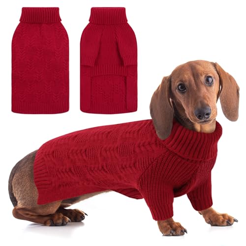 ASENKU Hundepullover für große Hunde, Rollkragenpullover für XL-Hunde, Mädchen, Jungen, einfarbiger Pullover, Weihnachtskleidung, Winterpullover für Pitbull, Labrador Retriever (Rot, L) von ASENKU