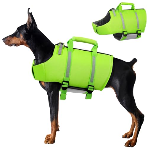 ASENKU Hundeschwimmweste mit Reißverschluss zum Schwimmen, Sicherheitsweste für Hunde, verstellbar, für kleine, mittelgroße und große Hunde von ASENKU