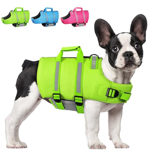 ASENKU Hundeschwimmweste mit Reißverschluss zum Schwimmen, Sicherheitsweste für Hunde, verstellbar, für kleine, mittelgroße und große Hunde von ASENKU