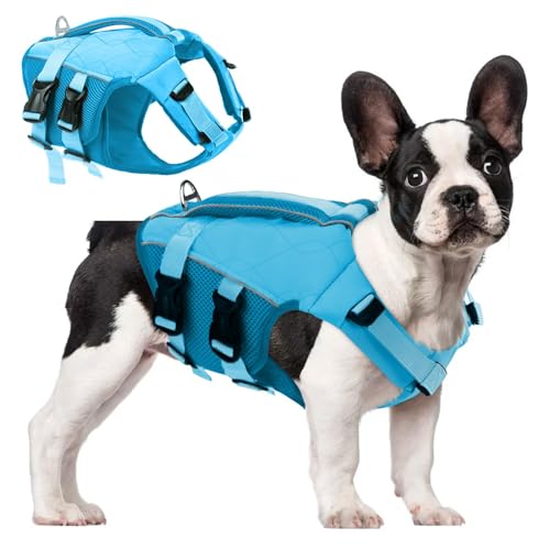 ASENKU Schwimmweste Hund für Kleine Hunde S,Verstellbar & Ripstop Hundeschwimmweste,Rettungsweste für Hunde mit Griff und Reflektierend zum Chihuahua, Dackel, Französische Bulldogge,Labrador von ASENKU