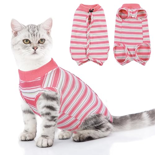 ASENKU Katzenbody nach OP,Katze Kleidung,Katzenbody Nach Op Kastration Leckschutz Postoperative Kleidung Suit für Bauchwunden oder Hautkrankheiten-S-Koralle,Katze Halskrause Alternative, Rosa,M von ASENKU