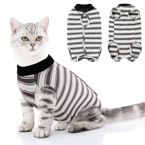 ASENKU Katzenbody nach OP,Katze Kleidung,Katzenbody Nach Op Kastration Leckschutz Postoperative Kleidung Suit für Bauchwunden oder Hautkrankheiten-S-Koralle,Katze Halskrause Alternative, Schwarz,S von ASENKU