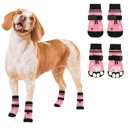 ASENKU Rutschfeste Hundesocken gegen Lecken von Pfoten, Hundestiefel und Pfotenschutz mit verstellbarem Riemen für heiße/kalte Gehwege, Hundeschuhe für Hartholzböden für kleine ältere Hunde, Rosa, XS ASENKU Rutschfeste Hundesocken gegen Lecken von Pfoten, Hundestiefel und Pfotenschutz mit verstellbarem Riemen für heiße/kalte Gehwege, Hundeschuhe für Hartholzböden für kleine ältere Hunde, Rosa, XS von ASENKU