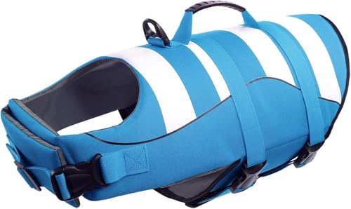 ASENKU Schwimmweste Hund Groß Hundeschwimmweste Sportstil mit Rettungsgrif Verstellbar Guter Auftrieb Rettungsweste Hund XXL für Dackel Chihuahua Französische Bulldogge Labrador von ASENKU
