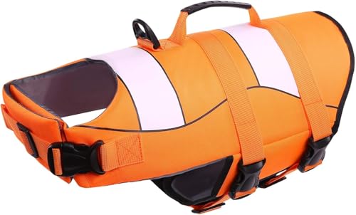 ASENKU Schwimmweste Hund Groß Hundeschwimmweste Sportstil mit Rettungsgrif Verstellbar Guter Auftrieb Rettungsweste Hund XXL für Dackel Chihuahua Französische Bulldogge Labrador von ASENKU