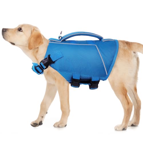 ASENKU Schwimmweste Hund, Hundeschwimmweste Große Hund XXL, Rettungswesten für Hunde mit Griff und Reflektierend,Leicht und Sicher,für Wassersport, Schwimmen, Bootfahren und Kanufahren von ASENKU