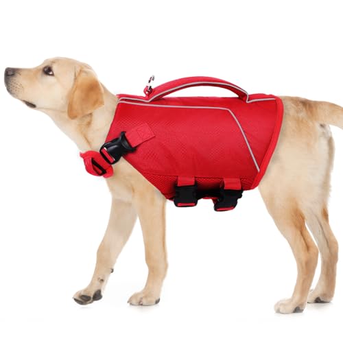ASENKU Schwimmweste Hund, Hundeschwimmweste Große Hund XXL, Rettungswesten für Hunde mit Griff und Reflektierend,Leicht und Sicher,für Wassersport, Schwimmen, Bootfahren und Kanufahren von ASENKU