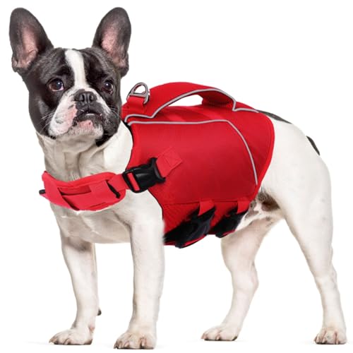 ASENKU Schwimmweste Hund Klein S, Rettungswesten für Hunde mit Griff und Reflektierend,Leicht und Sicher,Schwimmweste für Kleine Hund für Schwimmen, Bootfahren und Kanufahren von ASENKU
