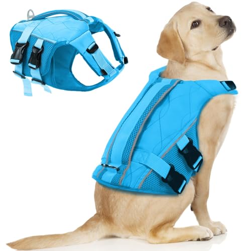 ASENKU Schwimmweste Hund Mittel L,Verstellbar & Ripstop Hundeschwimmweste,Rettungsweste für Hunde mit Griff und Reflektierend, Hunde Schwimmweste für Chihuahua,Dackel,Französische Bulldogge, Labrador von ASENKU