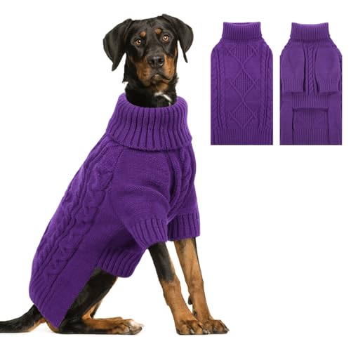 ASENKU Strickpullover für große Hunde, Winterpullover, Rollkragenpullover für große und mittelgroße Hunde, Jungen, Mädchen, warmer Haustierpullover, Outfit, Border Collie, Pit Bull, Golden Retriever, von ASENKU