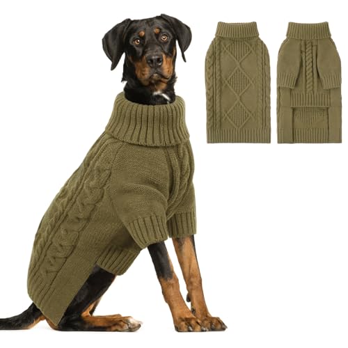 ASENKU Strickpullover für große Hunde, Winterpullover, Rollkragenpullover für große und mittelgroße Hunde, Jungen, Mädchen, warmer Haustierpullover, Outfit, Border Collie, Pit Bull, Golden Retriever von ASENKU