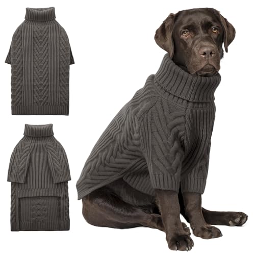 ASENKU XL Hundepullover, Hundepullover für extra große Hunde, Haustier-Sweatshirt, Bekleidung, Rollkragenpullover, Winter, Pitbull, Labrador Retriever (Dunkelgrau, XL) von ASENKU