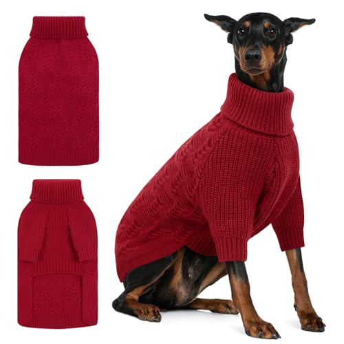 ASENKU XXL-Hundepullover, Hundepullover für extra große Hunde, Mädchen und Jungen, Pullover, Weihnachts-Rollkragenpullover, Strickpullover, Haustier-Winterbekleidung für Pitbull, Labrador Retriever von ASENKU