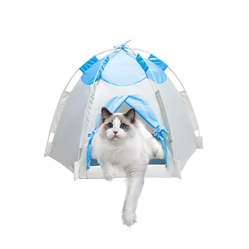 ASFANES Outdoor Haustier Vorhang Camping Zelt, Pop Up Höhlenbett für Indoor Katzen und Kleine Hunde, Tragbares Katzenhaus Hundehaus, Blau ASFANES Outdoor Haustier Vorhang Camping Zelt, Pop Up Höhlenbett für Indoor Katzen und Kleine Hunde, Tragbares Katzenhaus Hundehaus, Blau von ASFANES