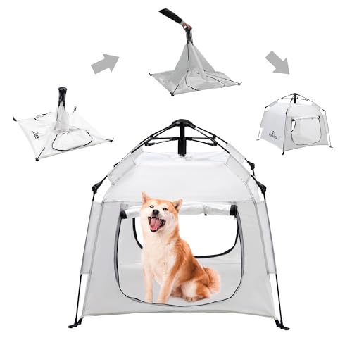 ASFANES Outdoor Wasserdichtes Haustier Automatisches Campingzelt, Pop Up Höhlenbett für Indoor Katzen und Kleine Hunde, Tragbares Katzenhaus Hundehaus, Weiß von ASFANES