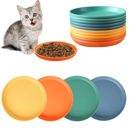 10 Stück Fressnapf Katze Katzenschüssel Flach katzennäpfe Runder Flache Bunt Katzenfutter Napfset Cat Bowl für Trockenfutter und Nassfutter von ASFWAGQ