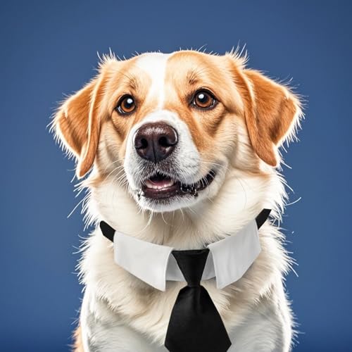 Hunde-Krawatte, 1 Packung formelle Hunde-Smoking-Halsband mit schwarzer Krawatte, verstellbares Hundehalsband mit Schnellverschluss-Schnalle für große Hunde(L) von ASFWAGQ