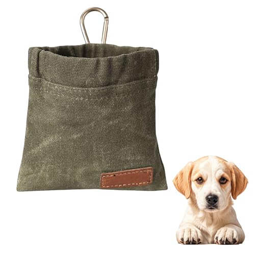 Leckerlibeutel für Hunde, Freihändige Hundeleckerlitasche Hundetraining mit Karabiner Freihändige Hundeleckerlitasche Automatischem Verschluss Welpen Leckerlitasche für Hunde Hundetraining (Grün) von ASFWAGQ