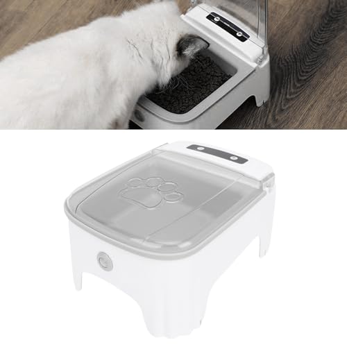 ASHATA Automatischer Katzenfuttermittel, Haustiernahrungsspender mit Programmierbarem Timer Großer Kapazität für Katzen Hunde, Multi Haustier Haushaltsnotieh Design (Grey) von ASHATA