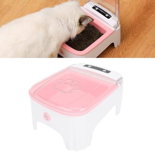 ASHATA Automatischer Katzenfuttermittel, Haustiernahrungsspender mit Programmierbarem Timer Großer Kapazität für Katzen Hunde, Multi Haustier Haushaltsnotieh Design (Rosa) von ASHATA