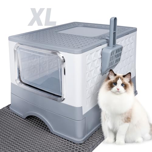 Große, geschlossene Katzentoilette, abgedeckte Katzentoilette mit Deckel, Faltbare Kätzchentoilette mit Streuschaufel, Katzentoilette aus Kunststoff, mit Schubladenpfanne für mittelgroße große Katzen Große, geschlossene Katzentoilette, abgedeckte Katzentoilette mit Deckel, Faltbare Kätzchentoilette mit Streuschaufel, Katzentoilette aus Kunststoff, mit Schubladenpfanne für mittelgroße große Katzen von ASHELYULLA