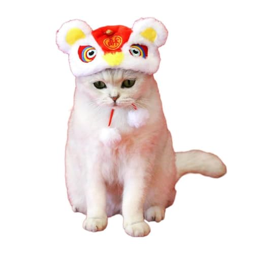 ASHLUYAK Chinesisches Kostüm Löwe Mütze Für Katzenhunde Hübscher Hund Cosplay Kopfbedeckung Für Festival Geburtstag Party Mini Requisiten Halloween Kostüm Für Haustiere von ASHLUYAK