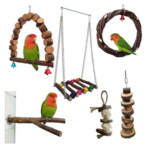 Pet Bird Climbing Toy Set For Birds Pet Climbing Decoration Swing Training Barch Papageien Cage Toy Gym Chew Toy Playstand Bird Swings For Cockatiels von ASHLUYAK