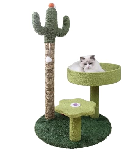 Katzen Kletterbaum Katzenbaum Hoch Katzenklettergerüst, Dreischichtiges Katzenkratzbrett, Katzensprungplattform, Katzenturm Katzenmöbel(Color:Grün) von ASHSDI