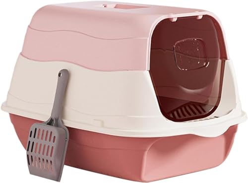 Katzentoilette mit Kapuze und Deckel, geschlossene Katzentoilette, tragbar, mit Tür, Kätzchen, Töpfchen, Haustierbedarf, Grün (Farbe: Pink) von ASILOP