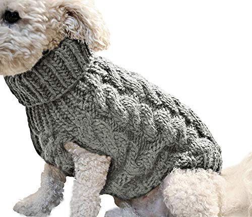 ASKSA Hundepullover Haustier Warmer Mantel Strickwolle Winterpullover für kleine und mittelgroße Hunde (M, Grau) von ASKSA