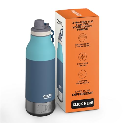 Asobu Buddy Bottle eine isolierte Wasserflasche aus Edelstahl für mit abnehmbarem Hundewassernapf und Aufbewahrungsschüssel für Hundefutter und Leckerlis (Pastellgrün, 963.9 g) von ASOBU